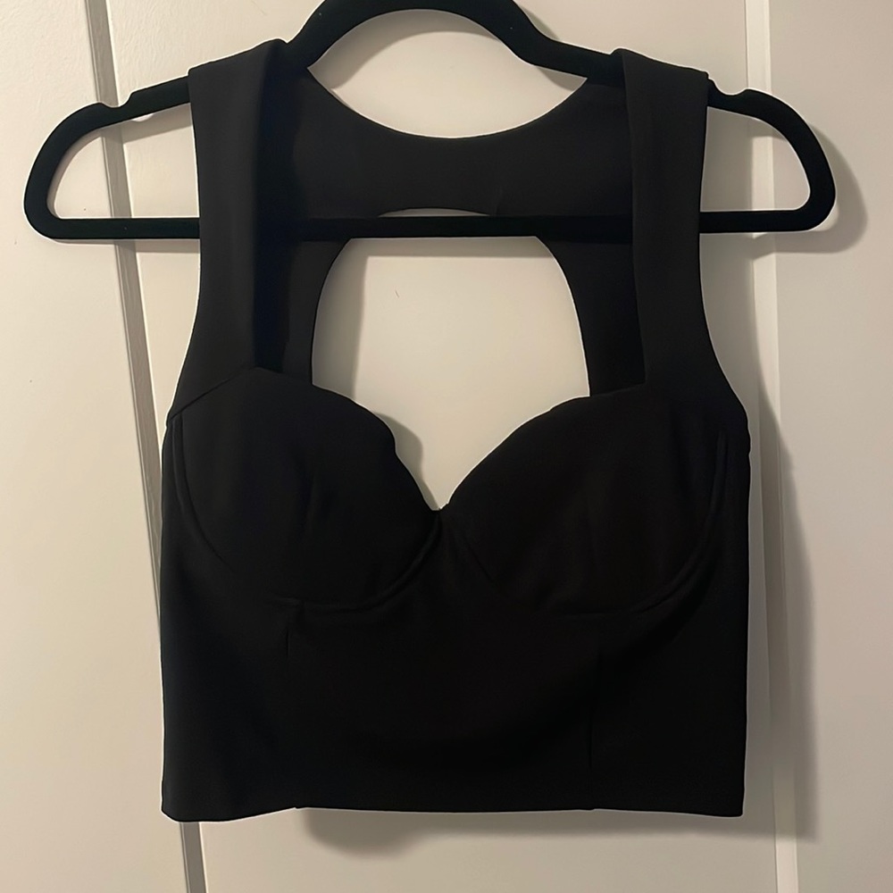 Zara Black Structured Crop Top